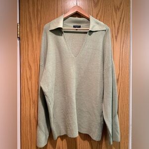 rag & bone Amy Ribbed Tunic Sweater V-Neck sage green Women’s size XL
